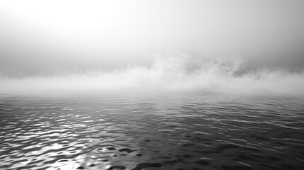 Fototapeta premium Black and white fog over the water. 3d rendering 