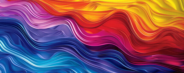 Obraz premium A rainbow wavy waves abstract background wallpaper, with neo-abstract realism, digitally enhanced, hard-edge color field, and bold colorful lines.