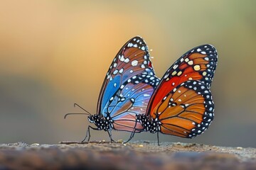 Obraz premium Two Queen butterflies mating