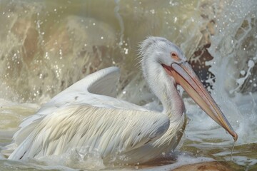 Fototapeta premium White Pelican Washing