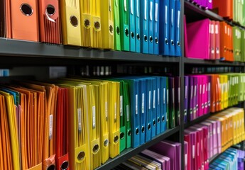 colorful folders on shelf