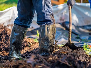 Fototapeta premium The Green Thumb: A Gardener's Guide to Composting