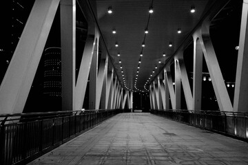 Close-up of a pedestrian bridge at night in Nanning, Guangxi, China