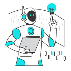 Artificial Intelligence character illustration with line style, perfect for user interface project