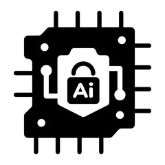 A glyph style icon of machine processor