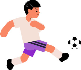 Soccer Player Kicking Ball. Football Player in motion and action with ball.