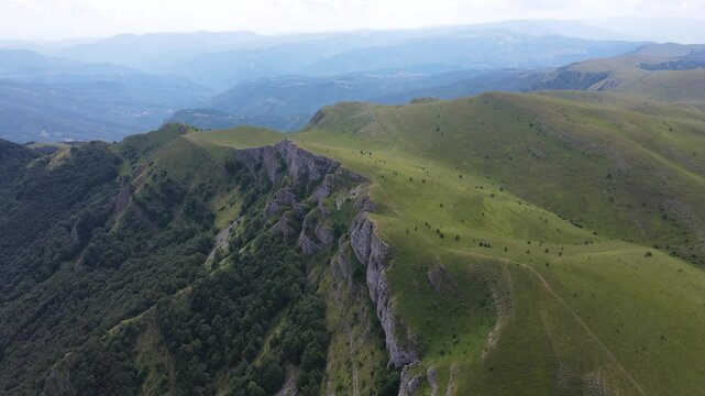 Amazing Aerial Summer Landscape of Kobilini steni (Mare's Walls) at Balkan Mountains, Bulgaria