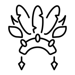 A feather carnival headdress icon in line style
