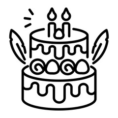 A sweet carnival cake icon in outline style 