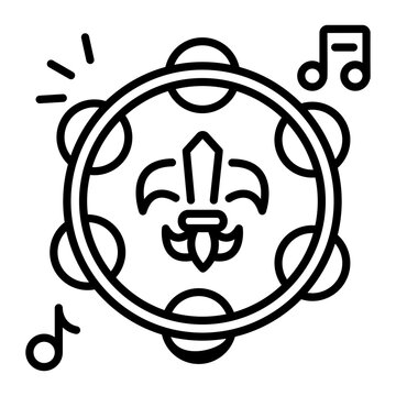black tambourine with fleur-de-lis and musical notes clip art preview