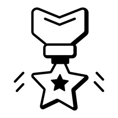 Doodle style icon of military medal 