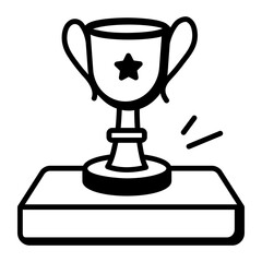 Champion trophy icon in doodle style 