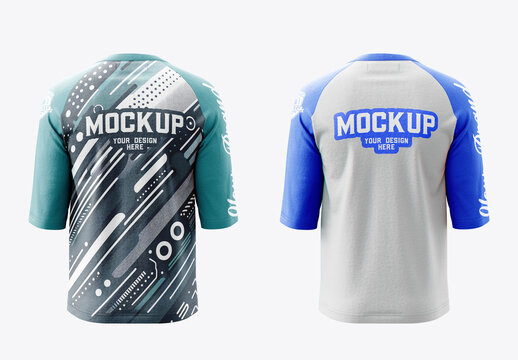 Baseball Henley Raglan T-Shirt Mockup