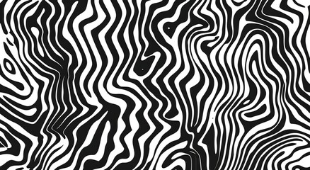 A seamless pattern of black and white wavy lines, creating an abstract background with organic shapes.