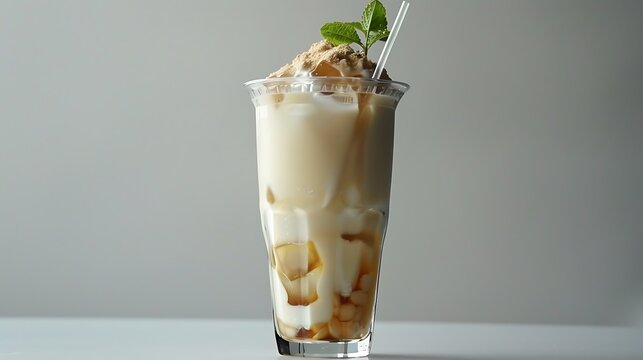 Beverage Cha Nom Yen Asia Thailand sweet milk tea white background