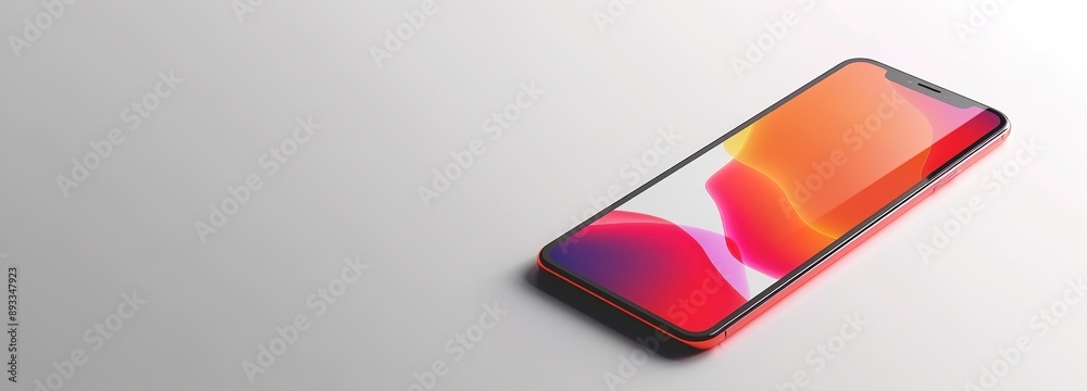 Fototapete modern 3d mobile phone mockup on white background with shallow depth of field f2.8 using 50mm lens, 