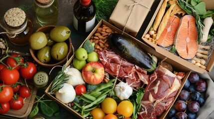 Gourmet gift box with healthy food items at a culinary festival, gourmet, nutrition, celebration