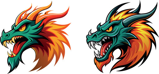 Dragon with open mouth and fangs