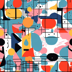 Beach cheerful seamless pattern wallpaper of Retro different vector and geometric, light yellow background, Endless texture can be used for wallpaper, pattern fills, web page background, surface text
