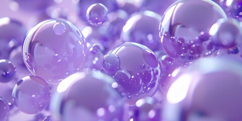 Abstract 3d Sphere balls background, calming rhythms, lilac color banner