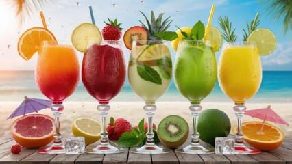Fototapeta premium Vacation Vibes with Citrus Cocktails