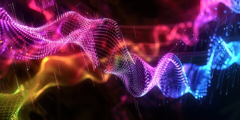 Colorful neon abstract technology background bokeh background