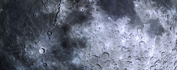 Lunar Landscape Banner, Cratered Moon Surface, Detailed Monochrome Space Photography, Rocky Moon Texture, Astronomical Background, Planetary Science Image © Celt Studio