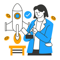 Business character illustration with line style, perfect for user interface project