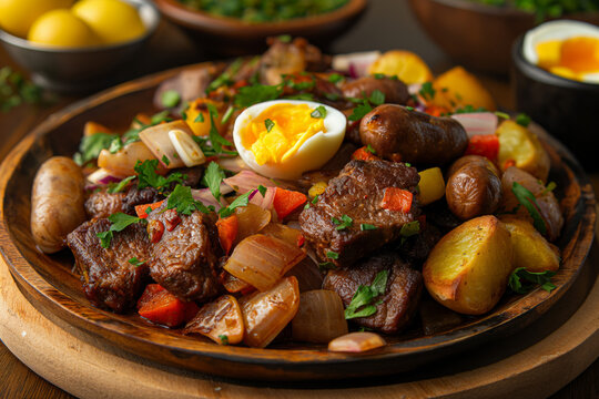 Hearty Bolivian Pique a lo Macho: Beef, Sausage, and Vegetables with Spicy Sauce