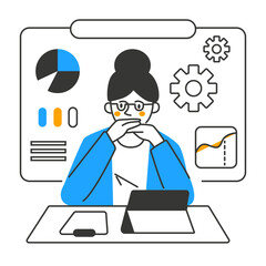 Business character illustration with line style, perfect for user interface project