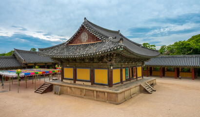 One of the courtyards of the historic Bulguksa Buddhist temple, Tohamsan, Gyeongju, South Korea.