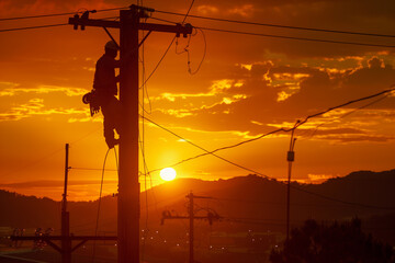 Sunset Technician at Work