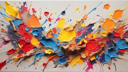 Fototapeta premium Bright paint splatters across the canvas. painting inside. lovely backdrop