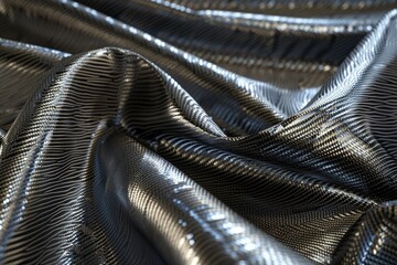 Naklejka premium A closeup view of a black fabric with a silver sheen and a fine interwoven pattern