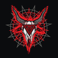 Gothic sign with goat skull, grunge vintage design t shirts