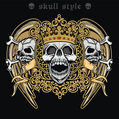 Gothic sign with skull, grunge vintage design t shirts
