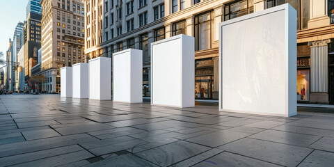 Obraz premium empty poster mockup in the city, white empty poster for copyspace, modern background,