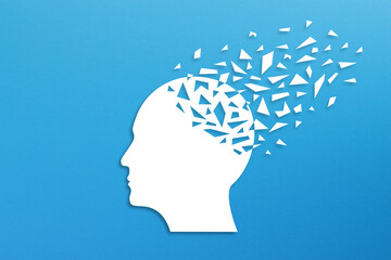 Mental health and problems with memory. Concept of memory loss and dementia disease. Alzheimer disease. 