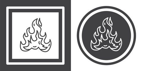 Vector. Fire symbol. Black and white icon symbol design in flat.