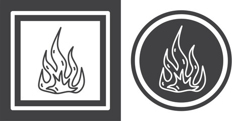 Vector. Fire symbol. Black and white icon symbol design in flat.