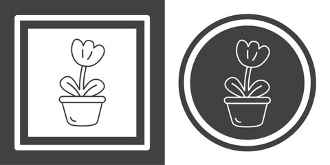 Vector. Flower symbol. Black and white icon symbol design in flat.
