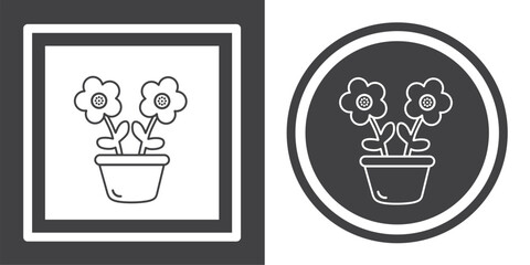 Vector. Flower symbol. Black and white icon symbol design in flat.
