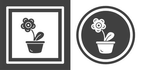 Vector. Flower symbol. Black and white icon symbol design in flat.