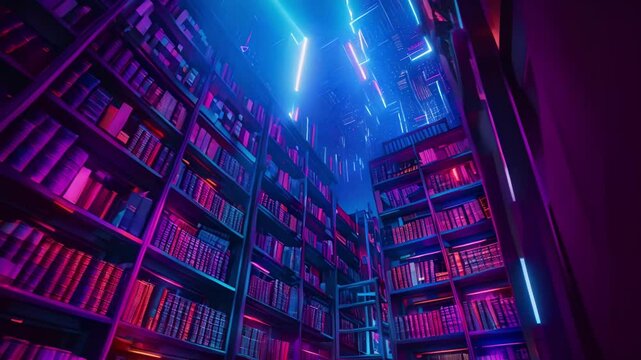A futuristic library wonderland