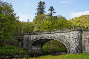 Bridge over the river Aray. It's a stone bridge in Inveraray, a small town in Argyll & Bute in Scotland.