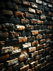 Rustic Brick Wall Background, Textured Red Bricks with Natural Wear and Tear, Historic and Urban