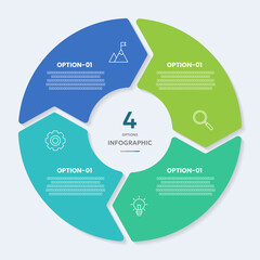 Circle chart infographic template with 4 options for presentations