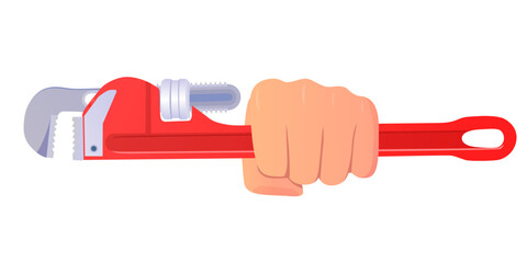 Hand Holding Wrench Vector illustration