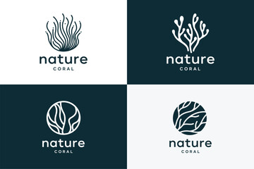 Mega set of collection icon Neuron Nerve Cell vector template, Coral Seaweed logo design inspiration © Urwah
