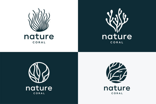 Mega set of collection icon Neuron Nerve Cell vector template, Coral Seaweed logo design inspiration